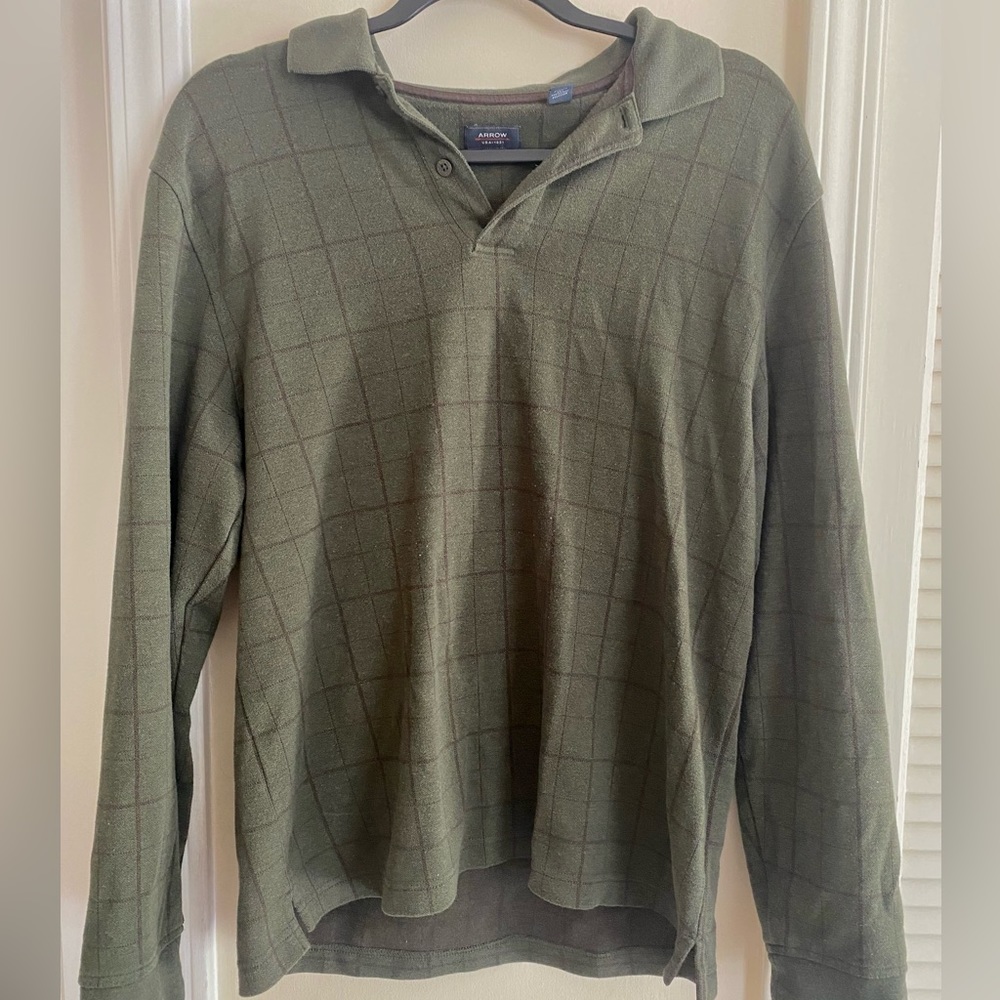 Dark green checkered grandpa shirt